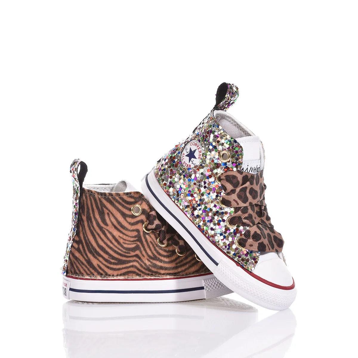 Sneakers moda premaman con glitter, stampa animalier e dettagli colorati, scarpe trendy gravidanza