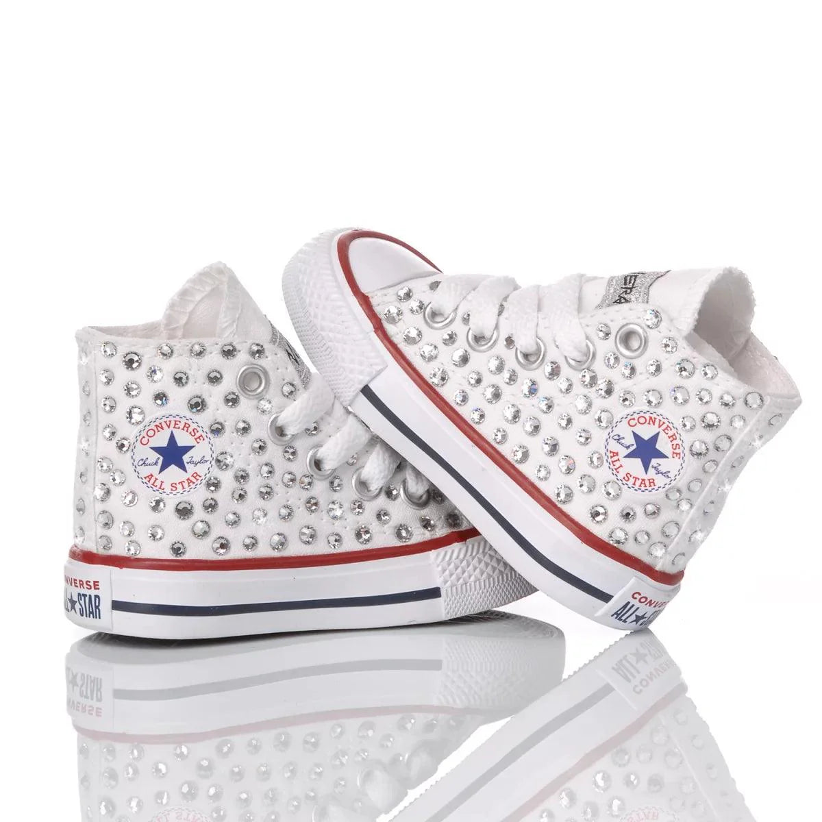Scarpe da ginnastica bianche tempestati di strass per bambini, moda premaman