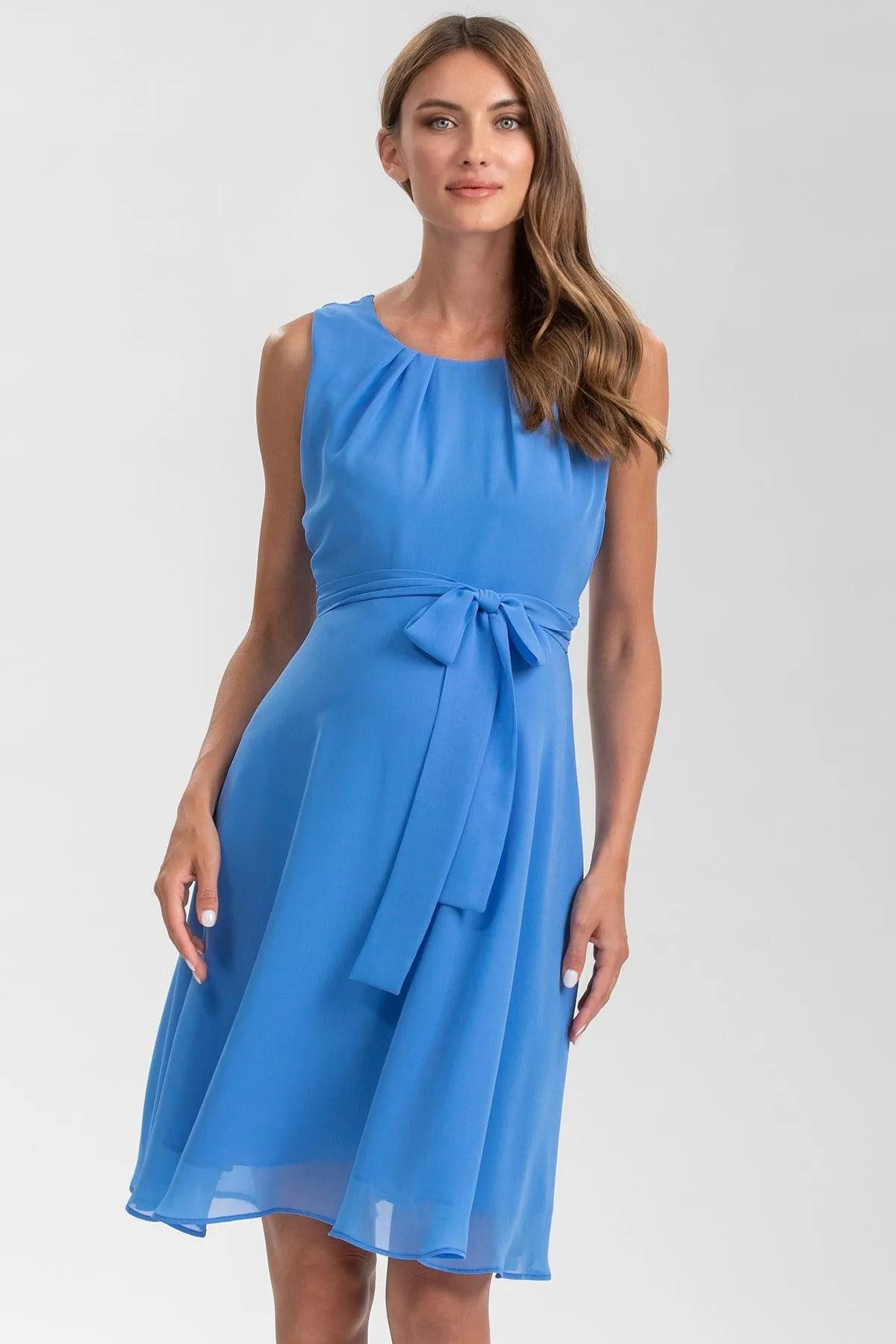 Vestito Premaman Elegante in Chiffon Blu Cielo