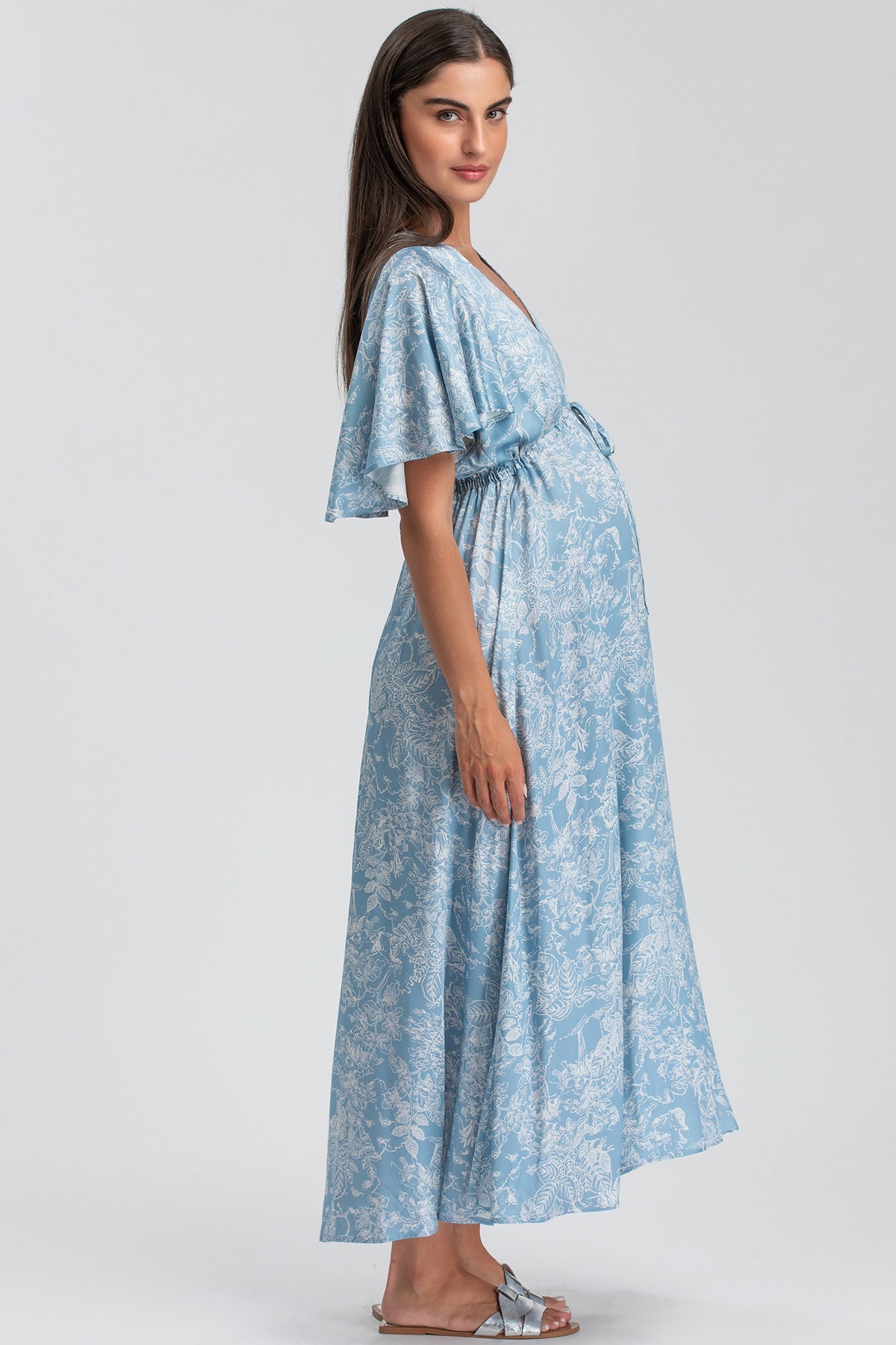 VALENTINA QD31 | Printed Maternity Maxi Dress