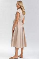 CELESTE | Beige Maternity Dress in Cotton