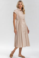 CELESTE | Abito Camicia Premaman in Cotone Beige