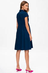 VIOLA | Navy Blue Maternity Dress in Cotton