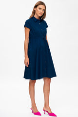 VIOLA | Navy Blue Maternity Dress in Cotton