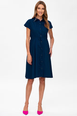 VIOLA | Navy Blue Maternity Dress in Cotton