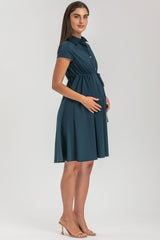 VIOLA | Navy Blue Maternity Dress in Cotton
