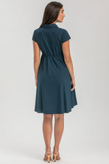 VIOLA | Navy Blue Maternity Dress in Cotton
