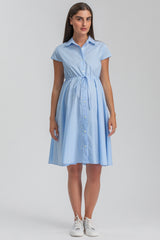 VIOLA | Abito Premaman in Cotone a Righe Azzurre