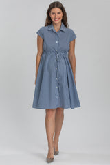 VIOLA | Abito Premaman in Cotone a Righe Blu Scuro