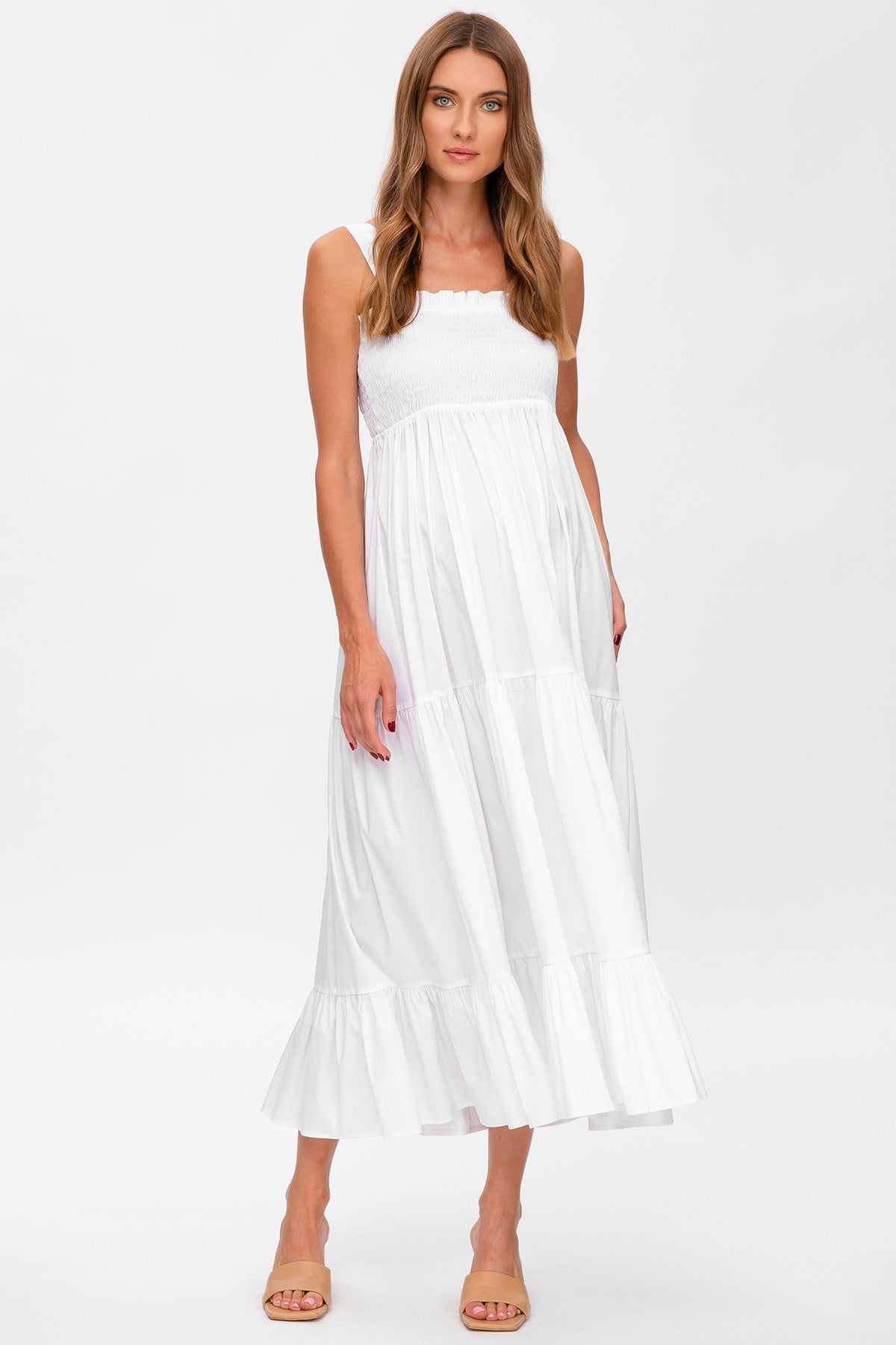 HOLLY | Long Maternity Dress in White