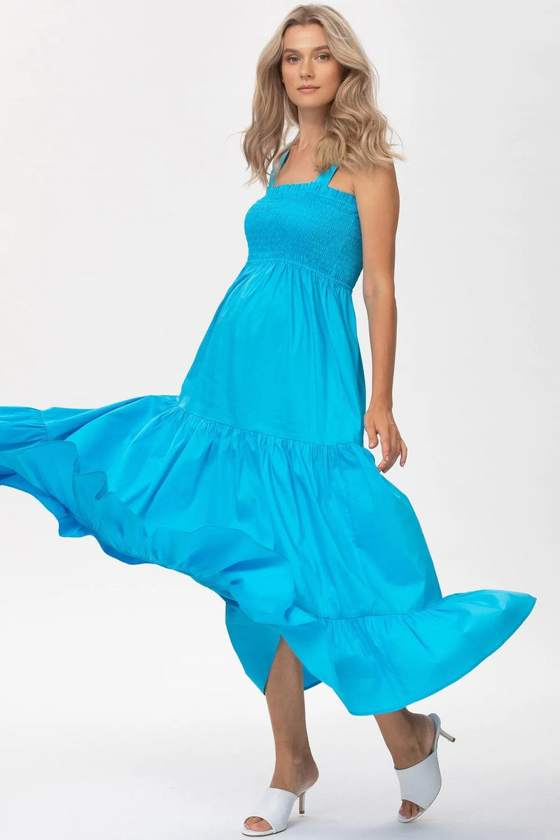 HOLLY | Blue Maxi Maternity Dress in Poplin