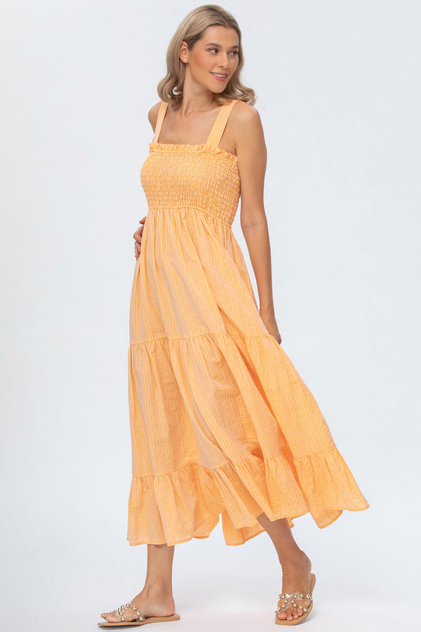 HOLLY | Long Maternity Dress in Orange