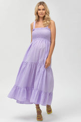 HOLLY | Abito Premaman Lungo in Cotone Goffrato Color Viola - Pietro Brunelli