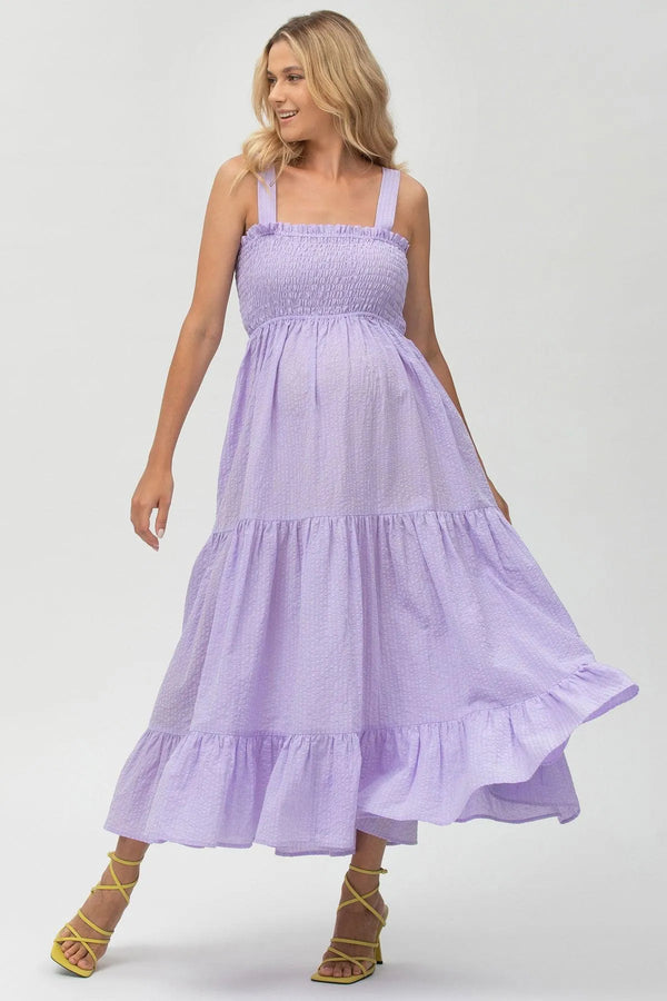HOLLY | Abito Premaman Lungo in Cotone Goffrato Color Viola - Pietro Brunelli