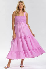HOLLY | Abito Premaman Lungo in Cotone Goffrato Color Rosa - Pietro Brunelli