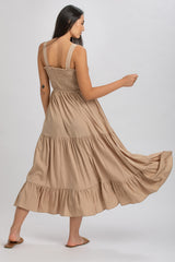 HOLLY | Abito Premaman Lungo in Viscosa Beige