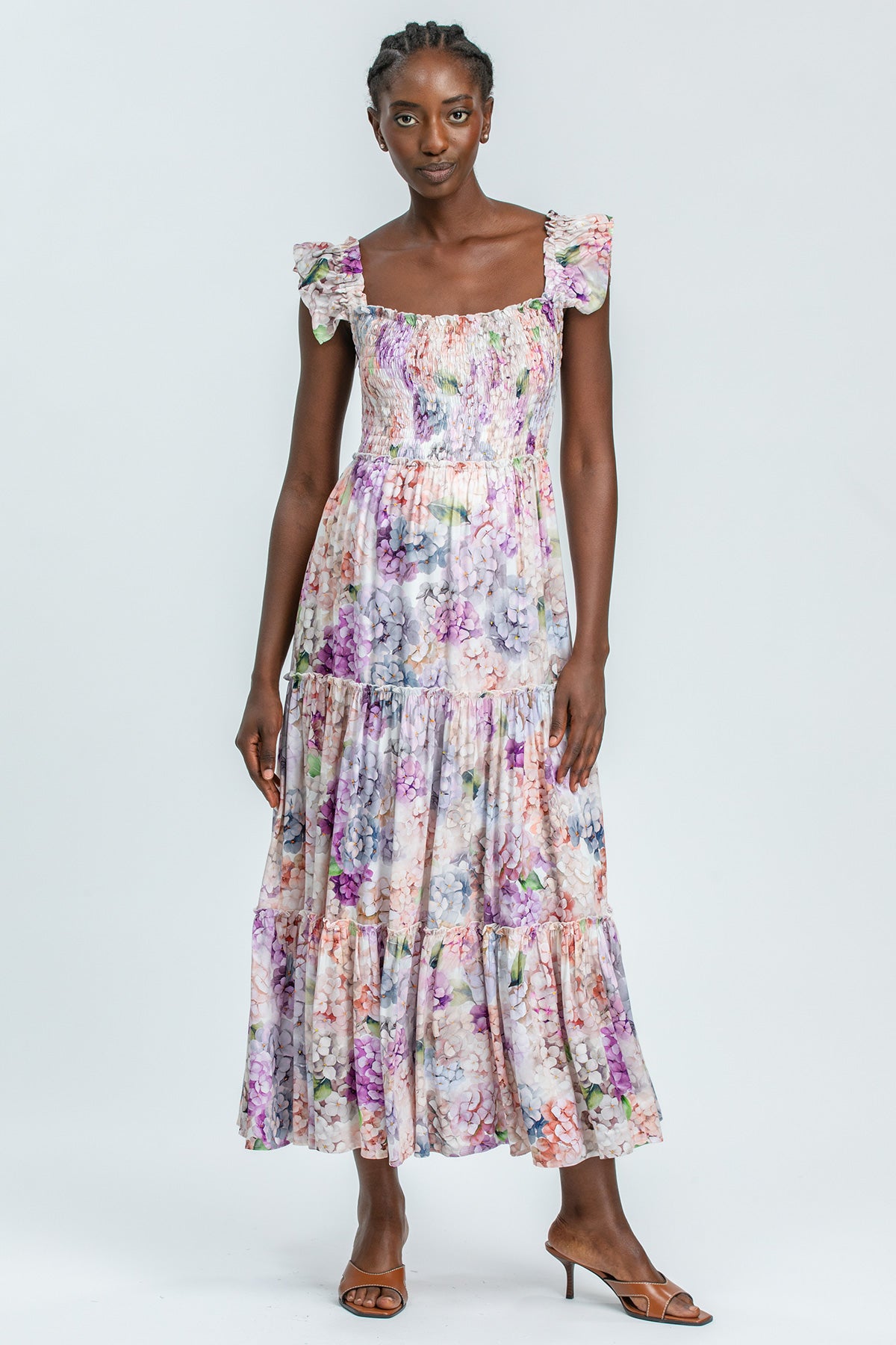 CHLOÉ Q183 | Maxi Maternity Dress with Floral Prints