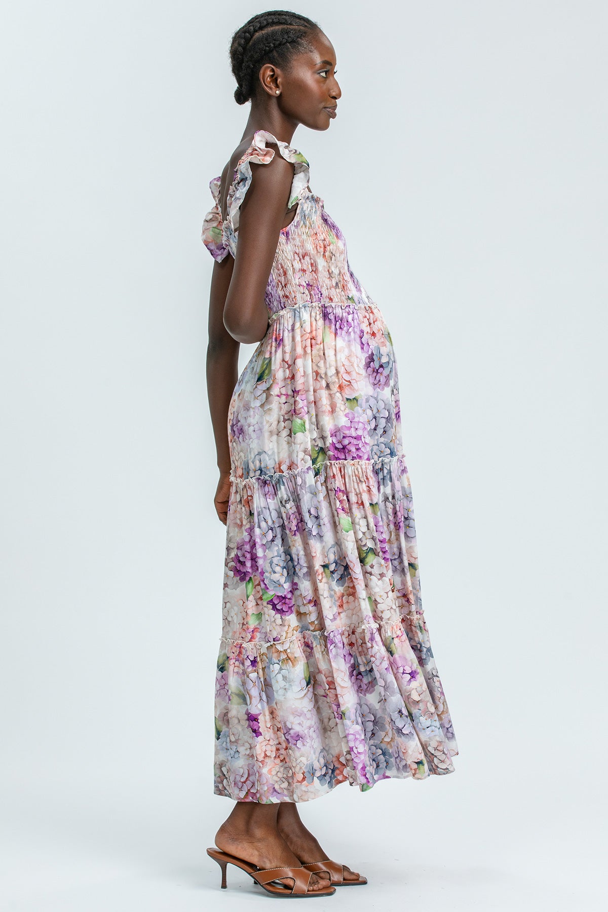 CHLOÉ Q183 | Maxi Maternity Dress with Floral Prints