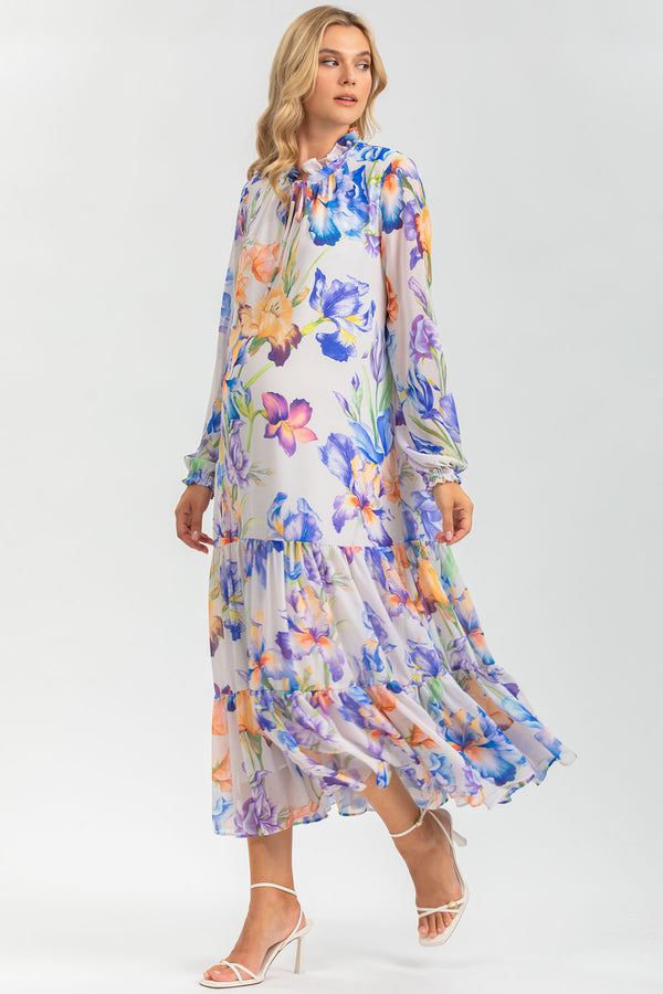 NOEMI QA30 | Maternity Dress in Printed Chiffon 