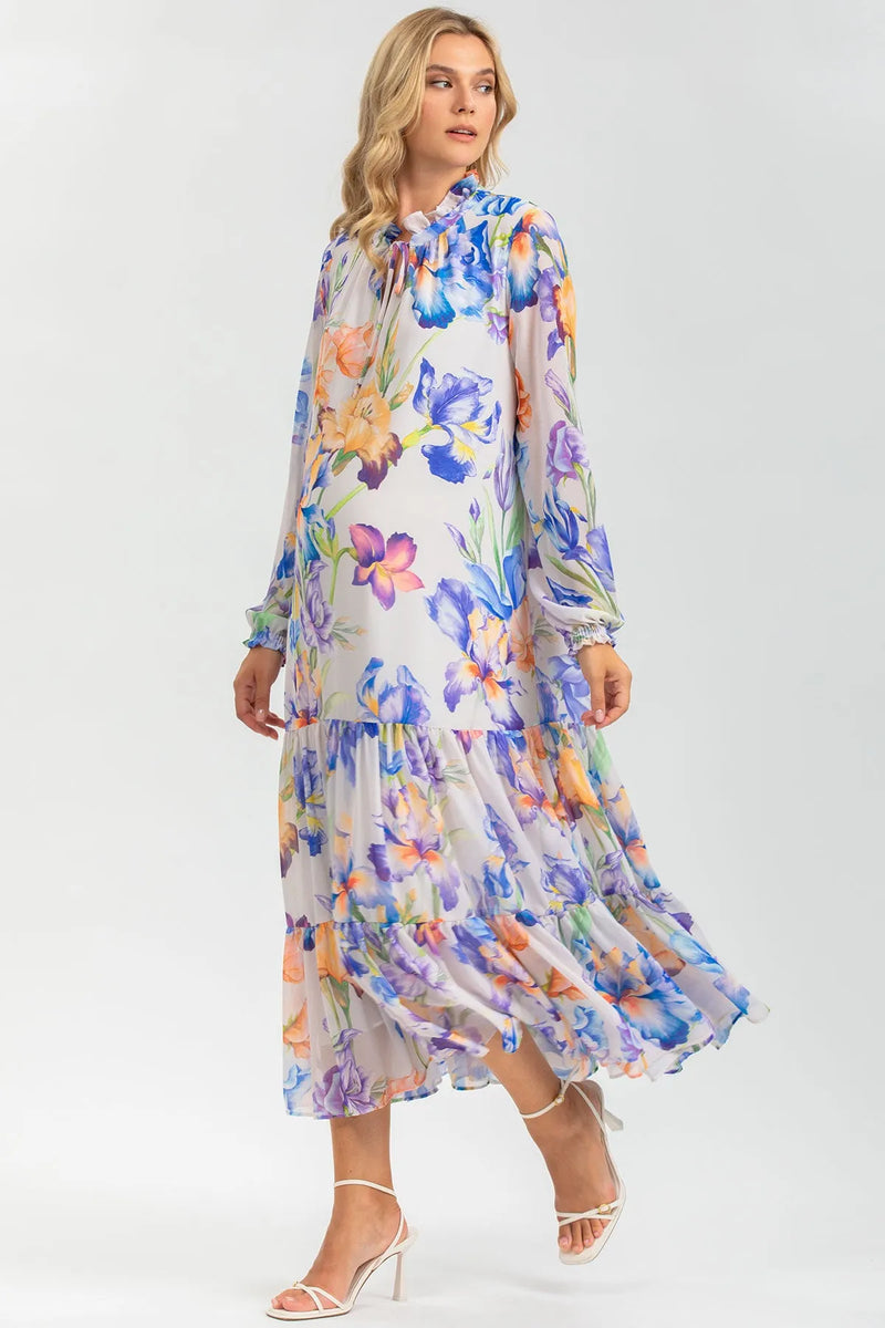 NOEMI QA30 | Maternity Dress in Printed Chiffon 