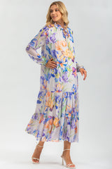 NOEMI QA30 | Maternity Dress in Printed Chiffon 