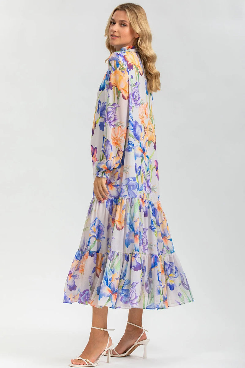 NOEMI QA30 | Maternity Dress in Printed Chiffon 