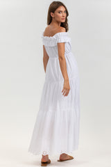 CHARLOTTE | White Maxi Maternity Dress in Sangallo Lace