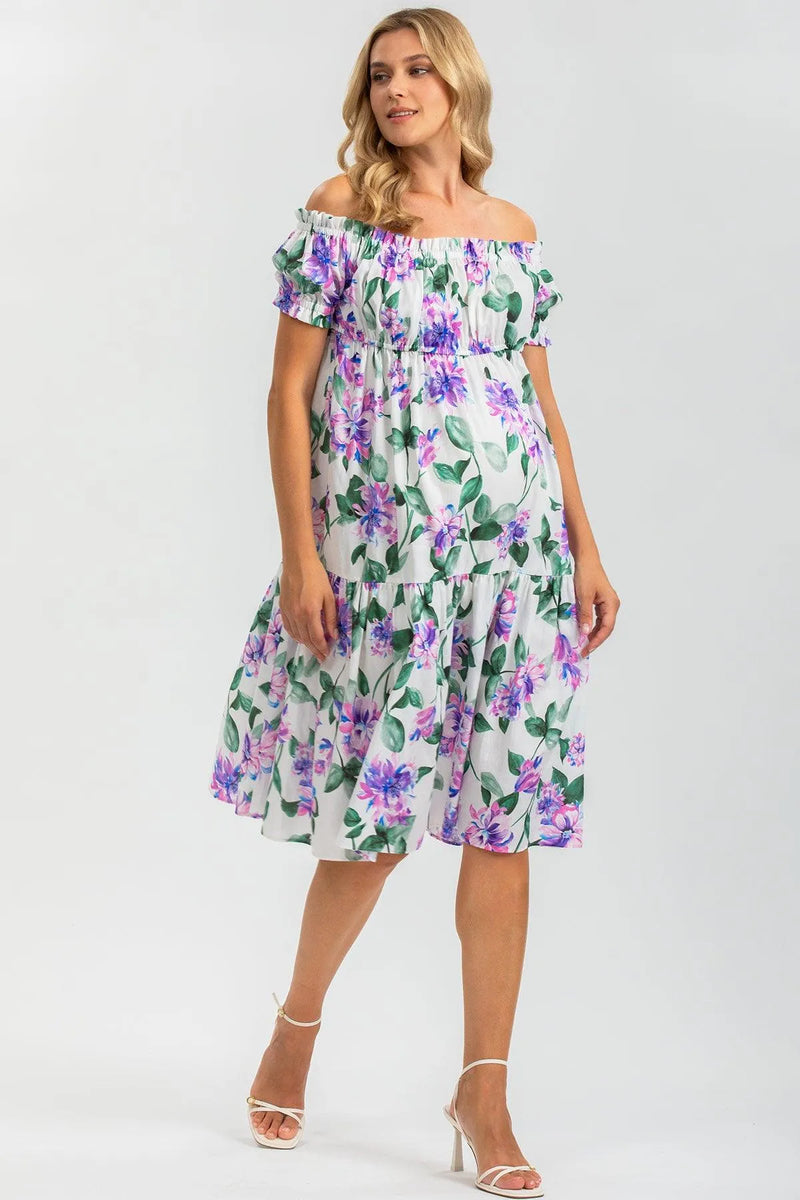 LOLA Q169 | Printed Off-The-Shoulder Maternity Dress 