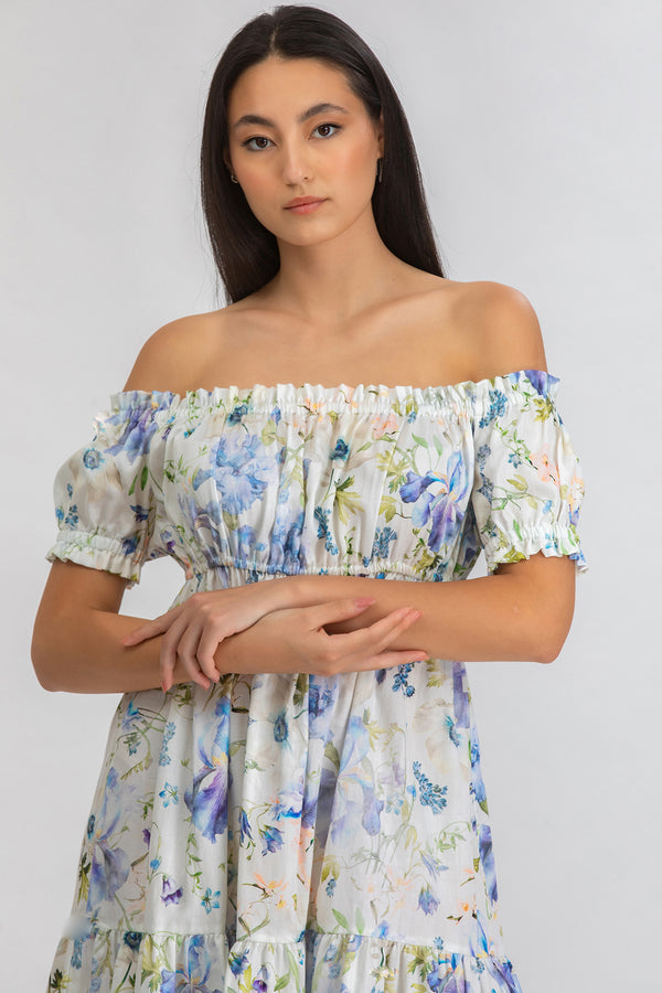 LOLA QA44 | Abito Stampato con Spalle Scoperte