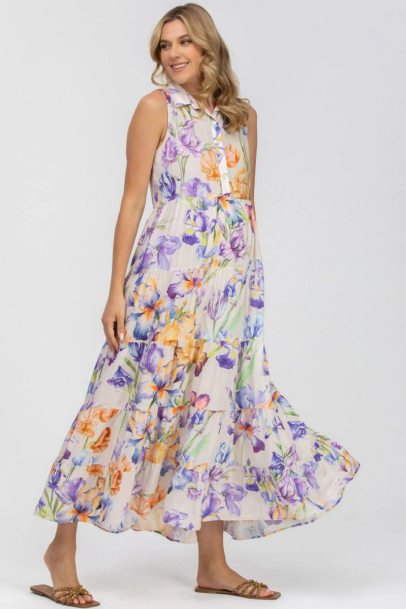 CLARA QA30 | Sleeveless Printed Maxi Maternity Dress