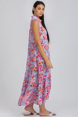 CLARA QB38 | Maxi Abito Smanicato con Stampa