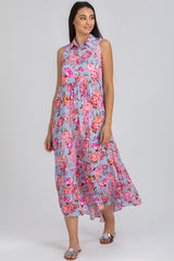 CLARA QB38 | Maxi Abito Smanicato con Stampa