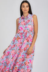 CLARA QB38 | Maxi Abito Smanicato con Stampa