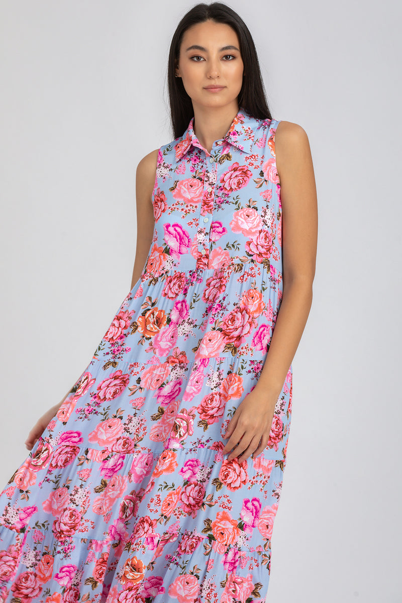 CLARA QB38 | Maxi Abito Smanicato con Stampa