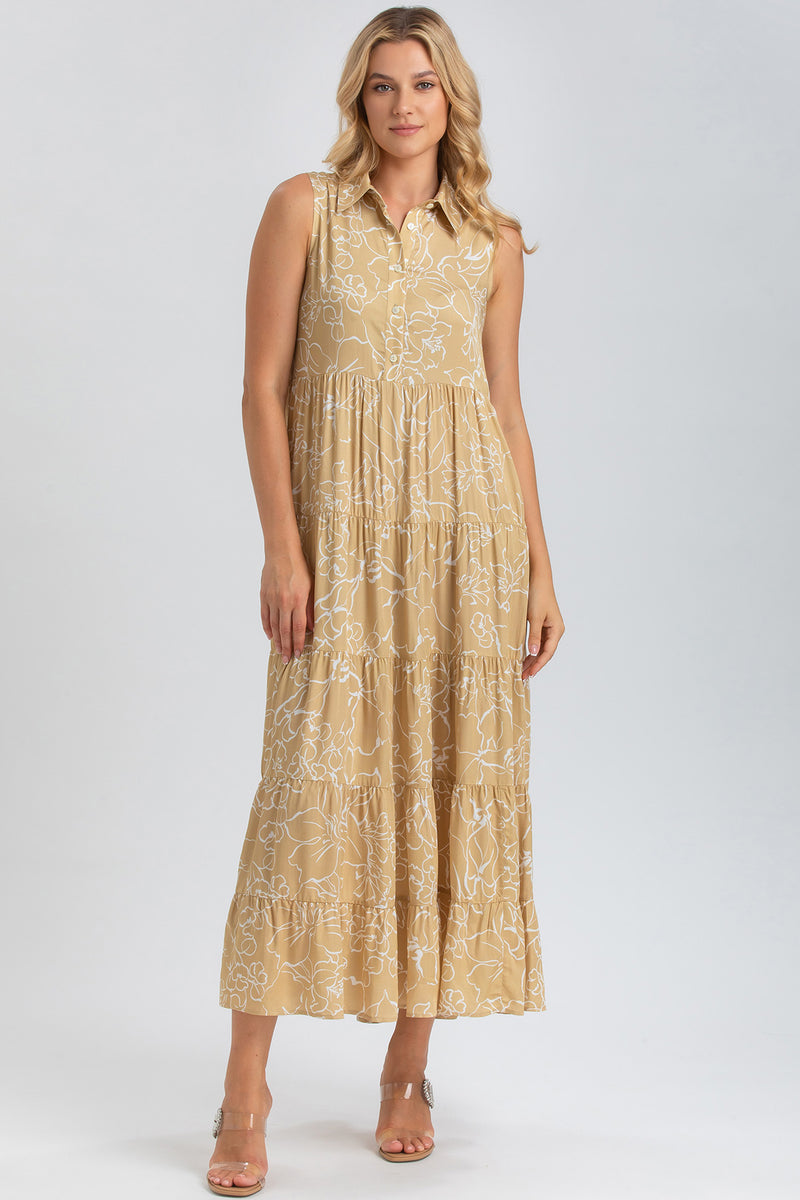 CLARA QD51 | Maxi Abito Smanicato con Stampa