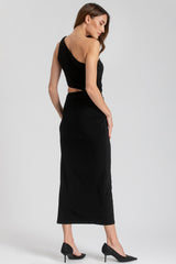 ZENDAYA | Black One-Shoulder Dress with Cut-Out Detail