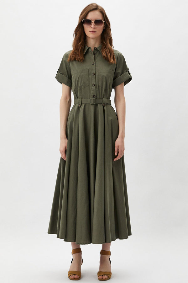 SANDY | Maxi Dress in Green Technical Cotton