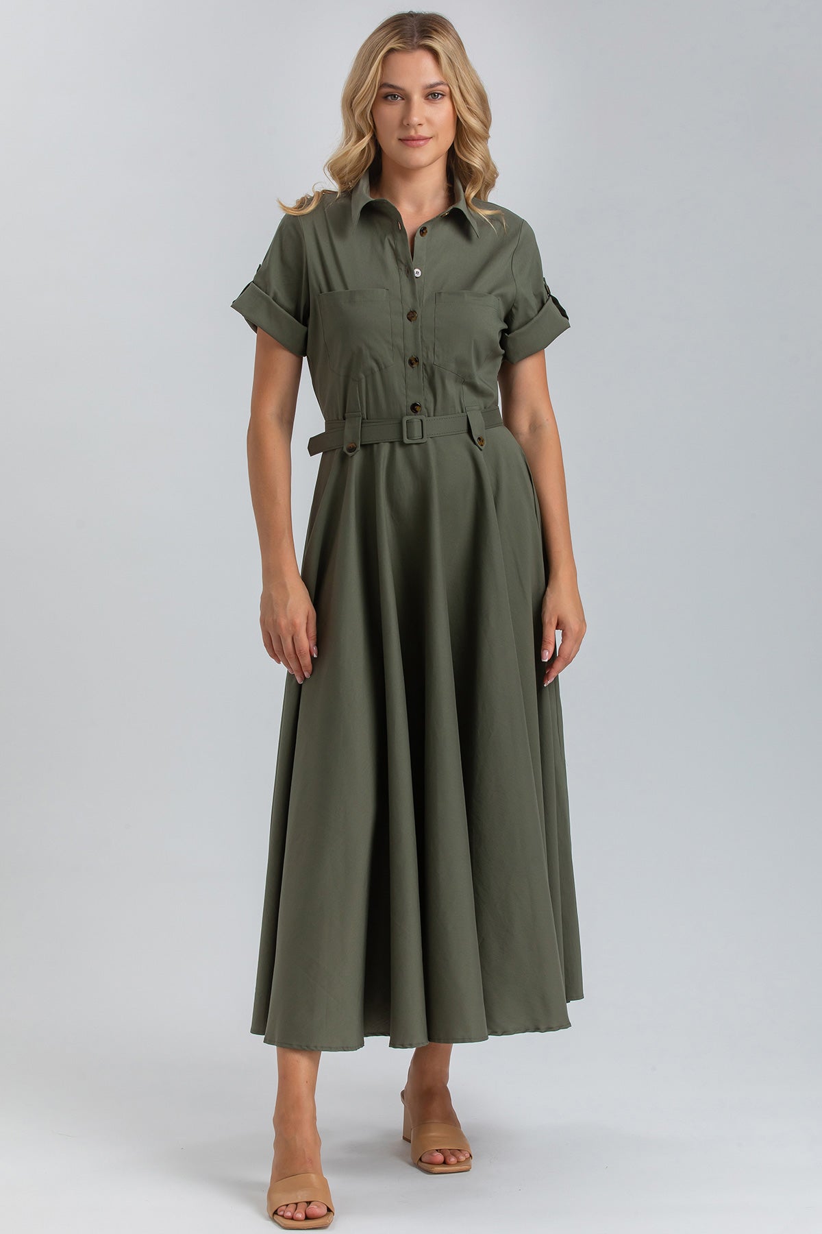 SANDY | Maxi Abito in Cotone Tecnico Verde