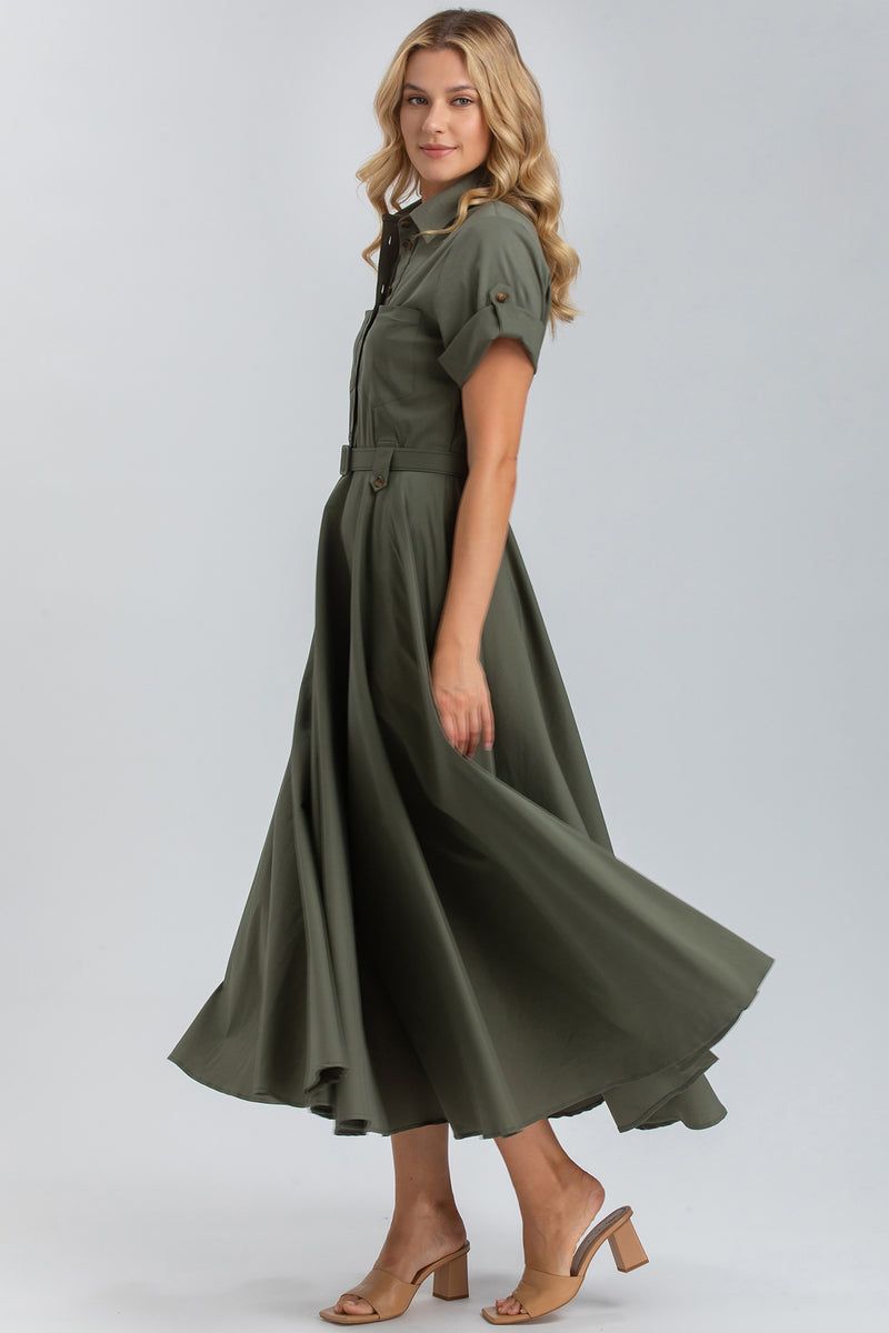 SANDY | Maxi Abito in Cotone Tecnico Verde