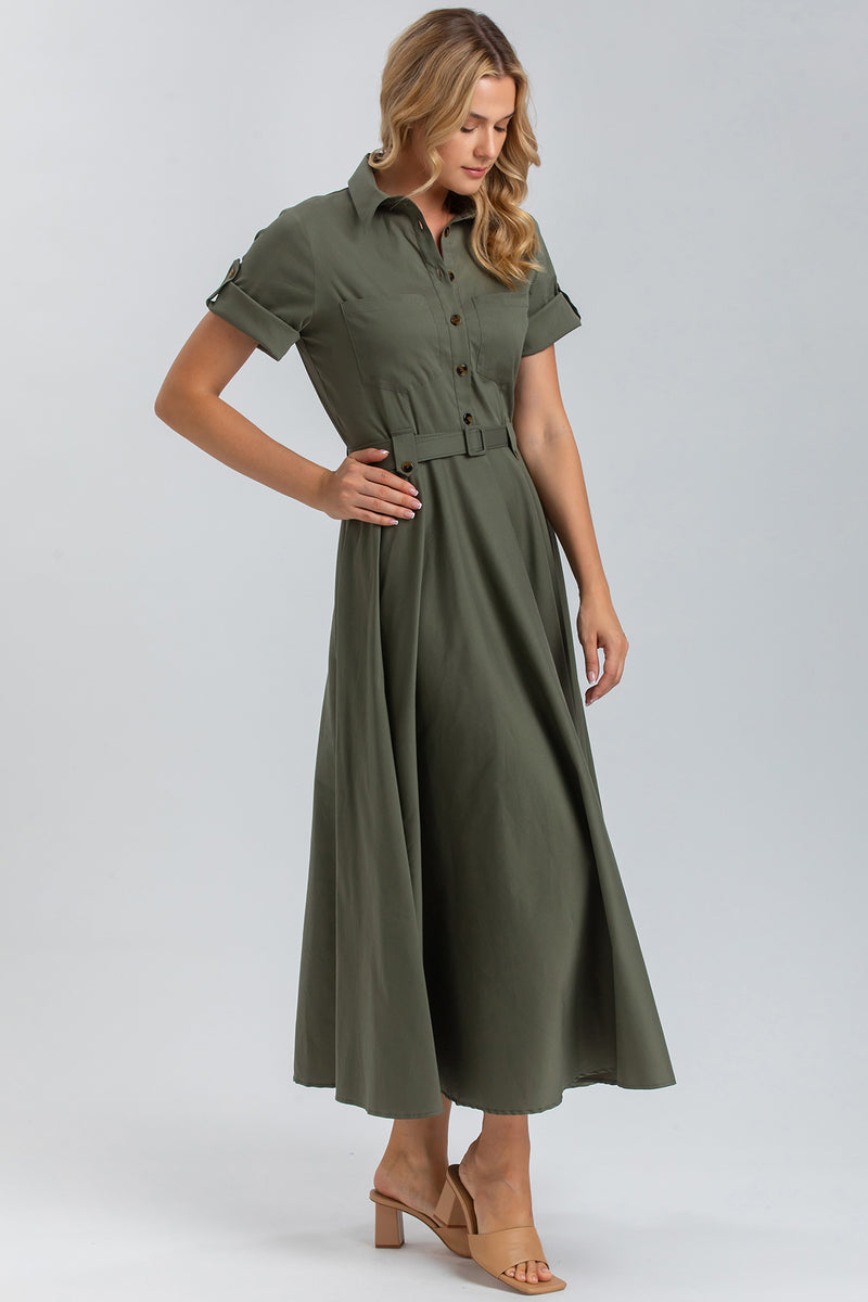 SANDY | Maxi Abito in Cotone Tecnico Verde