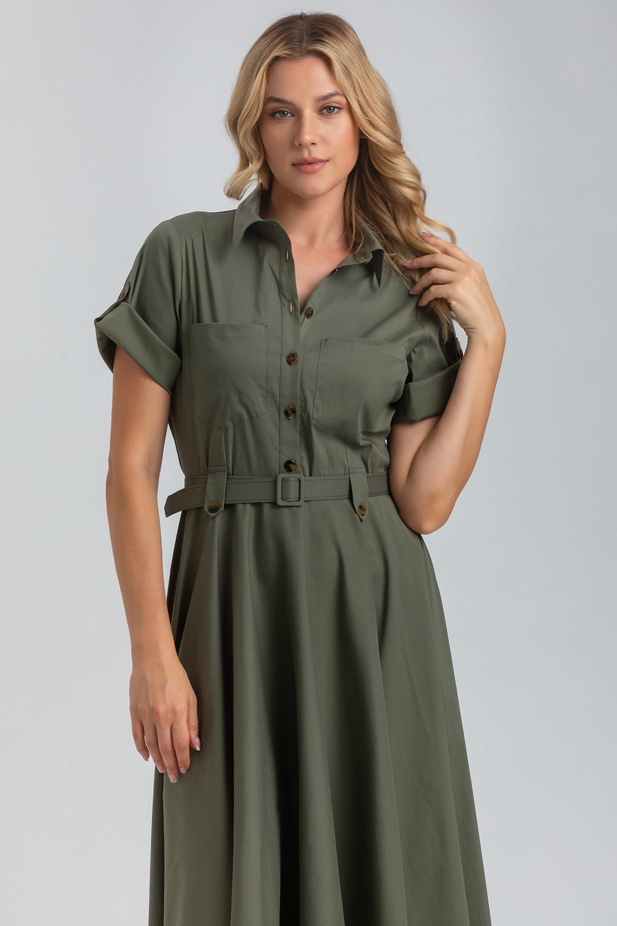 SANDY | Maxi Abito in Cotone Tecnico Verde