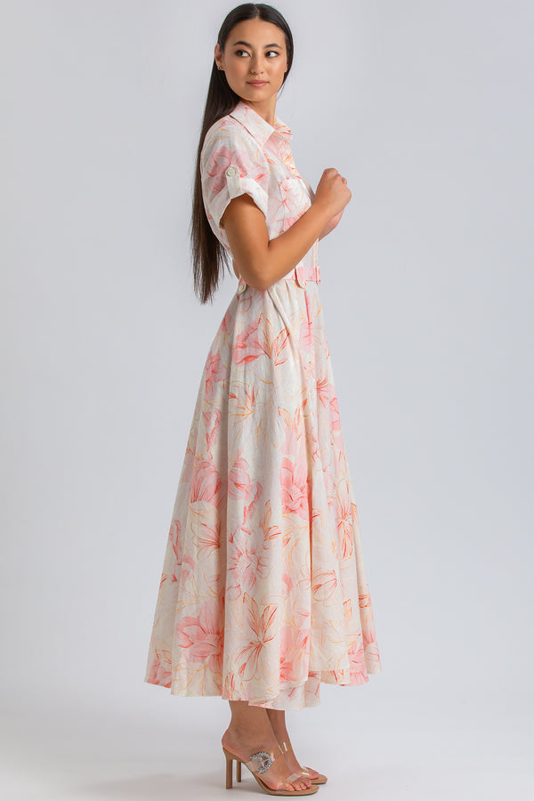 SANDY QA36 | Maxi Dress in Printed Ramié