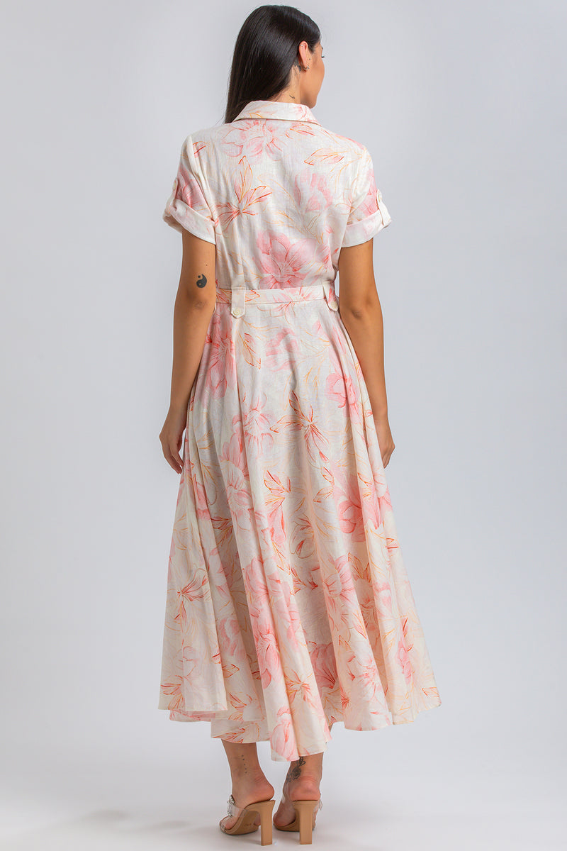 SANDY QA36 | Maxi Dress in Printed Ramié