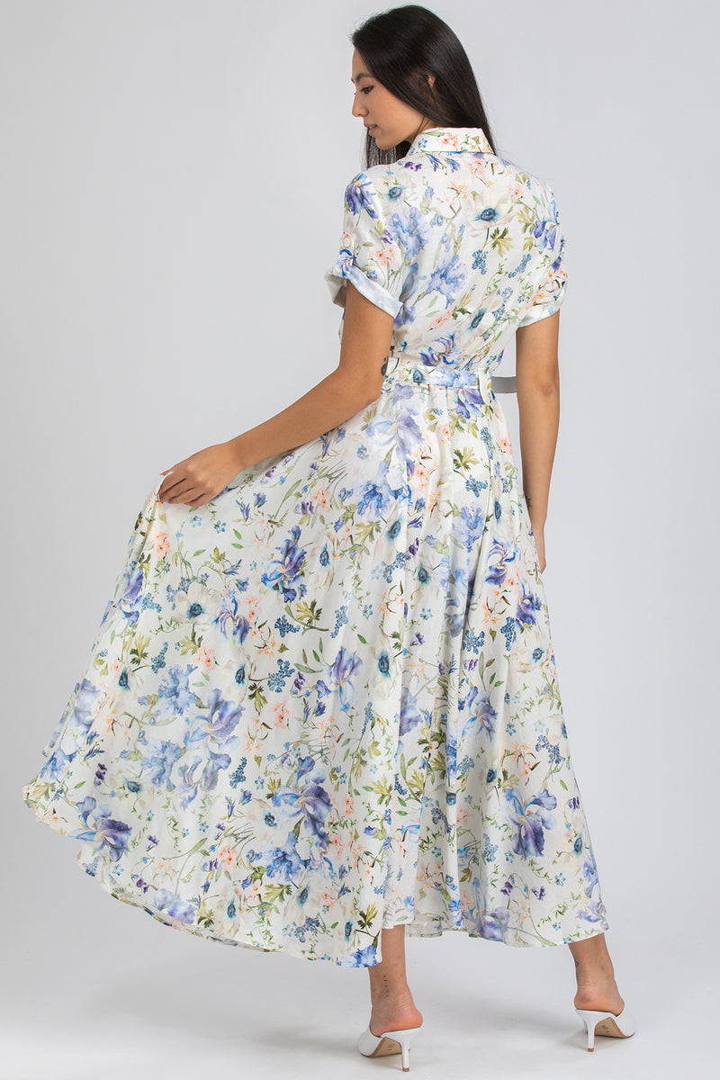 SANDY QA44 | Maxi Dress in Printed Ramié