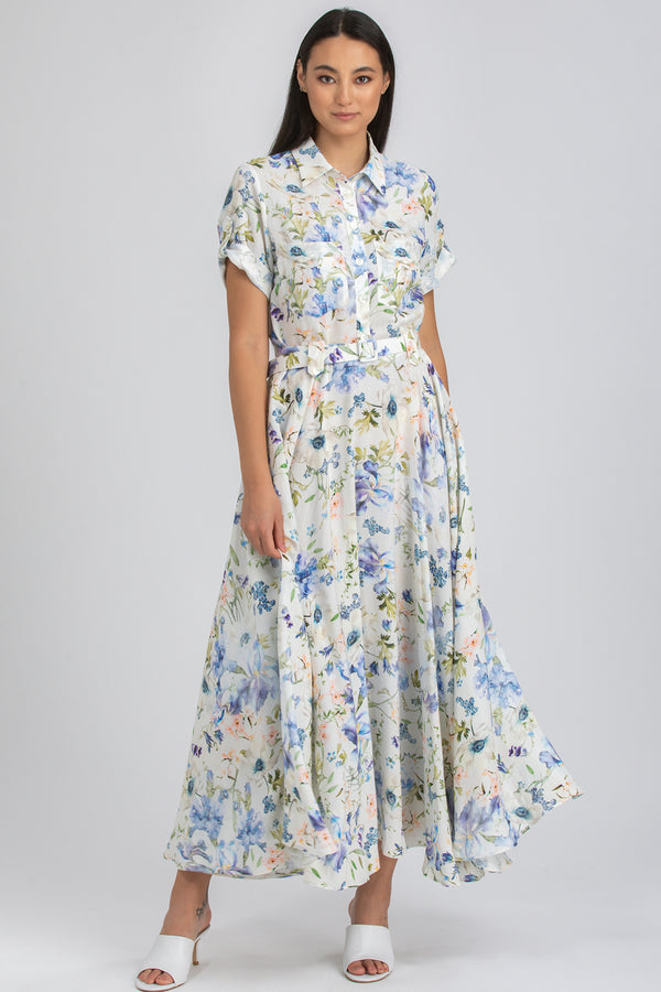 SANDY QA44 | Maxi Dress in Printed Ramié