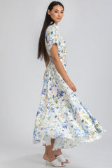 SANDY QA44 | Maxi Dress in Printed Ramié