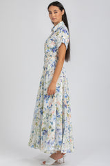 SANDY QA44 | Maxi Dress in Printed Ramié
