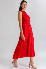 CLARISSA | Maxi Abito Rosso con Cintura Rimovibile