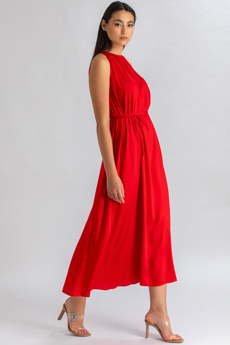 CLARISSA | Maxi Abito Rosso con Cintura Rimovibile