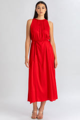 CLARISSA | Maxi Abito Rosso con Cintura Rimovibile